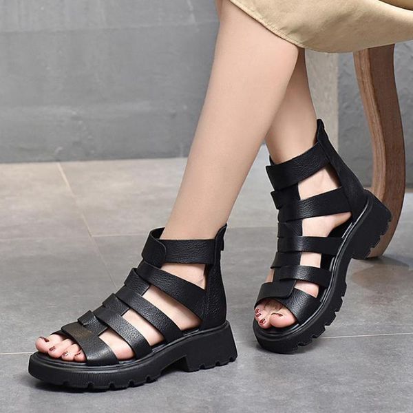 johnature genuine leather gladiator shoes women sandals 2021 summer wedges zip handmade retro hollow platform, Black
johnature genuine leather gladiator shoes women sandals 2021 summer wedges zip handmade retro hollow platform, Black