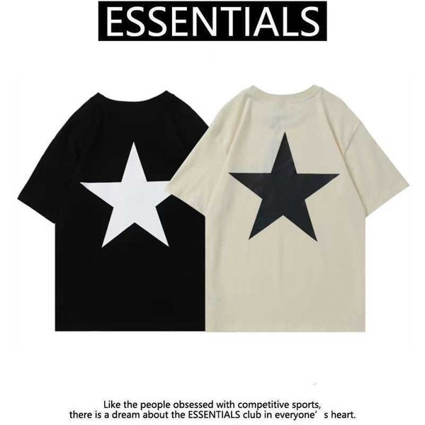 of essentials feel fog god double line five pointed star trend loose high street men's and women's short sleeve t-shirt, White;black
of essentials feel fog god double line five pointed star trend loose high street men's and women's short sleeve t-shirt, White;black