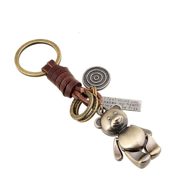 key chain diy men's and women's small gift alloy bear woven cowhide pendant, Silver
key chain diy men's and women's small gift alloy bear woven cowhide pendant, Silver