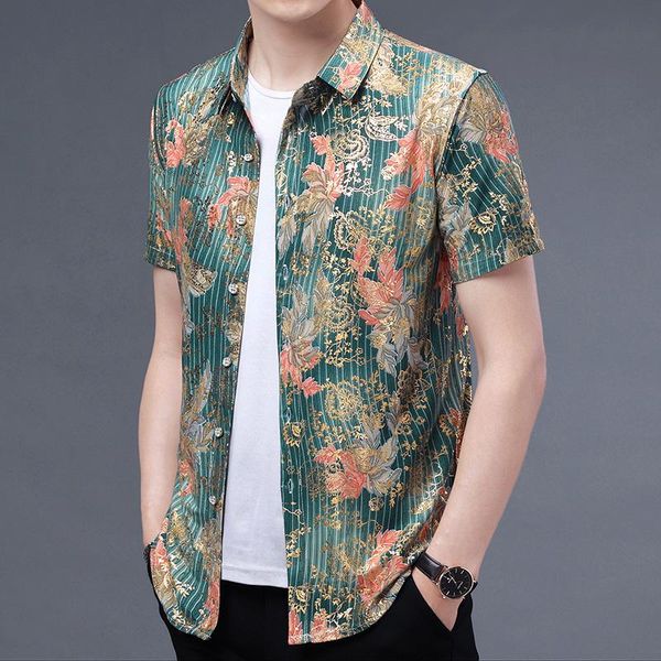 men's floral printed clothes summer man fashion streetwear male flowers printing short sleeve dress shirt casual shirts, White;black
men's floral printed clothes summer man fashion streetwear male flowers printing short sleeve dress shirt casual shirts, White;black