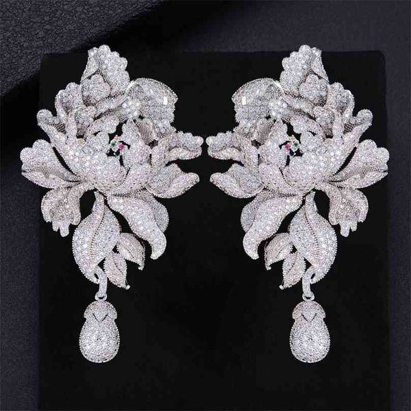godk 76mm luxury peony flower blossom cubic zirconia women statement long drop earring wedding party bridal fringed jewelry gift 210625, Silver
godk 76mm luxury peony flower blossom cubic zirconia women statement long drop earring wedding party bridal fringed jewelry gift 210625, Silver