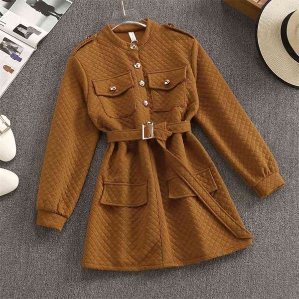 spring autumn vintage women dress belt long sleeve a line party vestidos casual elegant ladies mini robe femme 210514, Black;gray 
spring autumn vintage women dress belt long sleeve a line party vestidos casual elegant ladies mini robe femme 210514, Black;gray