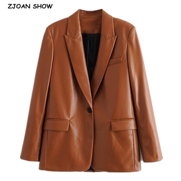 autumn winter vintage oversize one buttons pu blazer elegant retro women slit back mid long leather suit loose coat bf outerwear 210429, White;black
autumn winter vintage oversize one buttons pu blazer elegant retro women slit back mid long leather suit loose coat bf outerwear 210429, White;black