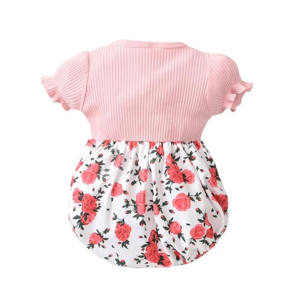 jumpsuits infant summer rompers rose print splicing o-neck short puff sleeves with crotch button for baby girls 0-12 months, Blue
jumpsuits infant summer rompers rose print splicing o-neck short puff sleeves with crotch button for baby girls 0-12 months, Blue