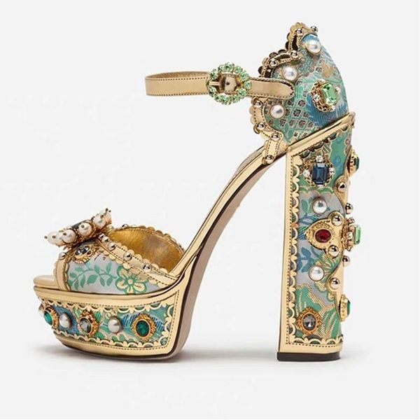 dress shoes large size super high heels fashion retro custom rhinestones waterproof platform thick heel baroque fish mouth women's sand, Black
dress shoes large size super high heels fashion retro custom rhinestones waterproof platform thick heel baroque fish mouth women's sand, Black