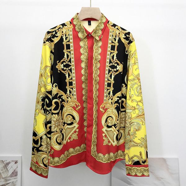 men's casual shirts spring male autumn sleeves long fashion retro printing shirt c144, White;black
men's casual shirts spring male autumn sleeves long fashion retro printing shirt c144, White;black