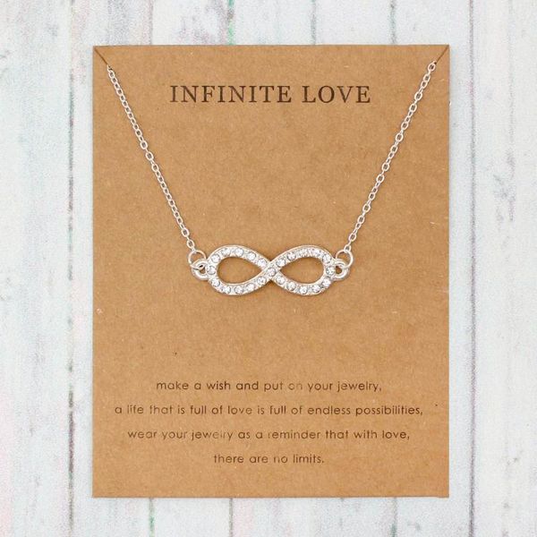 infinity love rhinestone necklace for women chain friendship gifts with card pendant necklaces, Silver
infinity love rhinestone necklace for women chain friendship gifts with card pendant necklaces, Silver