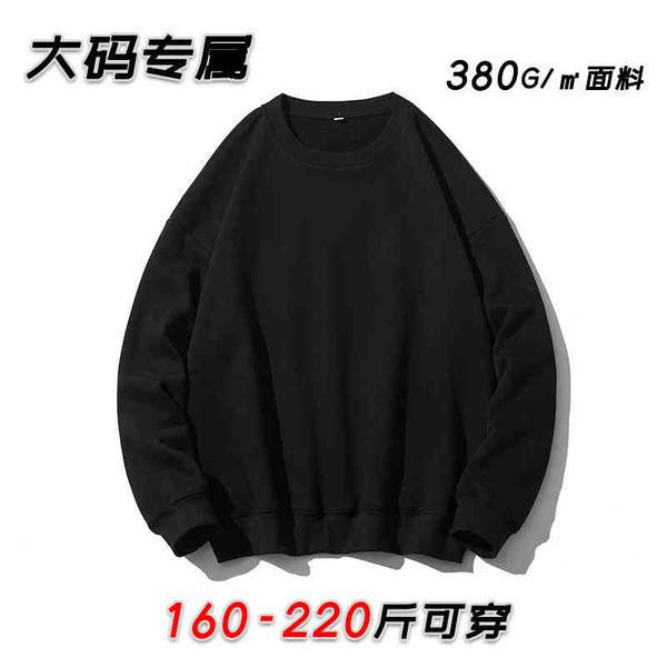 large size men's 380g solid color sweater round neck loose casual autumn and winter plus fat coat, Black
large size men's 380g solid color sweater round neck loose casual autumn and winter plus fat coat, Black
