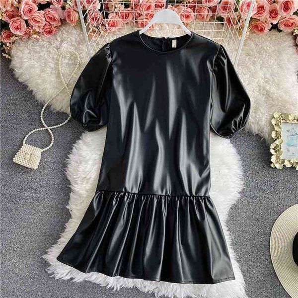 casual dresses korean retro elegant o neck loose puff sleeves dress women ruffled hem pu leather mini female solid 5y8x, Black;gray
casual dresses korean retro elegant o neck loose puff sleeves dress women ruffled hem pu leather mini female solid 5y8x, Black;gray