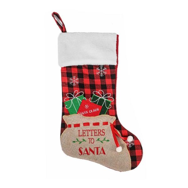 christmas decorations traditional plaid print stockings with snowy white plush candy gift bag embroidery hanging ornament drop
christmas decorations traditional plaid print stockings with snowy white plush candy gift bag embroidery hanging ornament drop