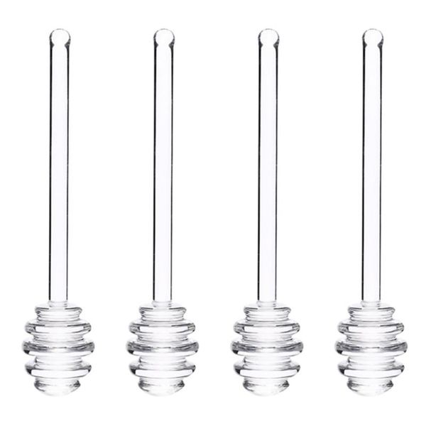 spoons 4pcs practical honey stirrings glass dippers spoon rods (transparent)