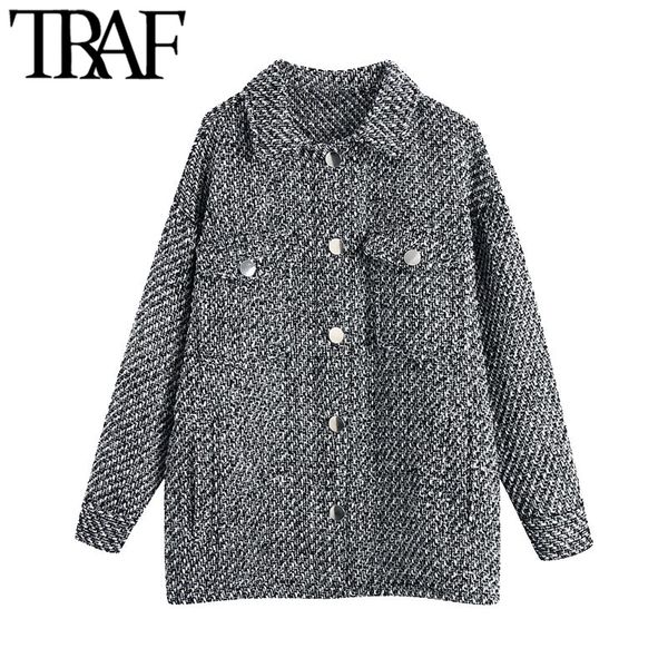 traf women fashion with pockets oversized tweed jacket coat vintage long sleeve button-up female outerwear chic 210415, Black;brown
traf women fashion with pockets oversized tweed jacket coat vintage long sleeve button-up female outerwear chic 210415, Black;brown
