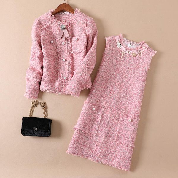 casual dresses luxury women autumn tweed pink bead office party dress zomerjurk dames 2021 midi vintage robe femme vestido de festa n8089, Black;gray
casual dresses luxury women autumn tweed pink bead office party dress zomerjurk dames 2021 midi vintage robe femme vestido de festa n8089, Black;gray