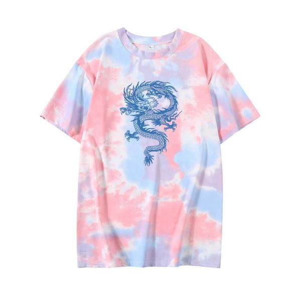 women's t-shirt cartoon blue dragon pattern printing women tie dye japanese korean harajuku style summer fashion casual personality, White
women's t-shirt cartoon blue dragon pattern printing women tie dye japanese korean harajuku style summer fashion casual personality, White