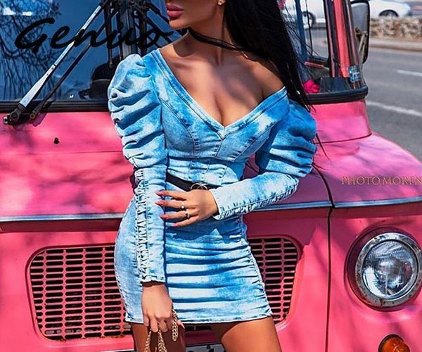 casual dresses genuo 2021 v neck ladies cute denim dress party club mini women blue bodycon ruffles no belt, Black;gray
casual dresses genuo 2021 v neck ladies cute denim dress party club mini women blue bodycon ruffles no belt, Black;gray