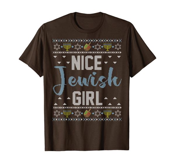 funny ugly hanukkah sweater shirt nice jewish girl matching t-shirt, White;black