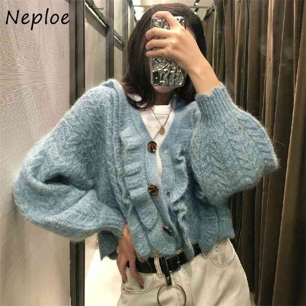 elegant ruffles patchwork knit cardigans sweater women single breast lantern long sleeve pull femme coat spring outwear 210422, White;black
elegant ruffles patchwork knit cardigans sweater women single breast lantern long sleeve pull femme coat spring outwear 210422, White;black