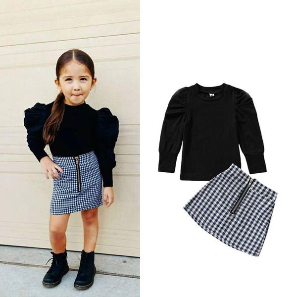 clothing sets 1-4 years kids girl spring fall outfits fashion solid black long sleeve t-shirt plaid short skirt set infant girls clothes, White
clothing sets 1-4 years kids girl spring fall outfits fashion solid black long sleeve t-shirt plaid short skirt set infant girls clothes, White