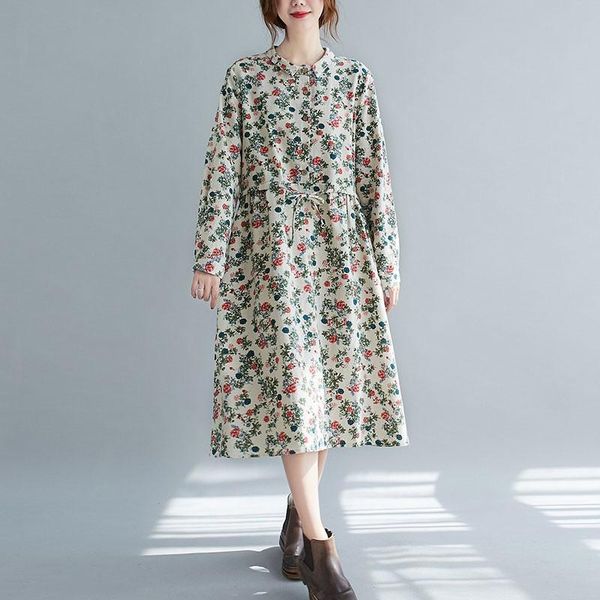 casual dresses women cotton linen dress arrival 2021 autumn vintage floral print loose ladies elegant a-line long s2573, Black;gray
casual dresses women cotton linen dress arrival 2021 autumn vintage floral print loose ladies elegant a-line long s2573, Black;gray