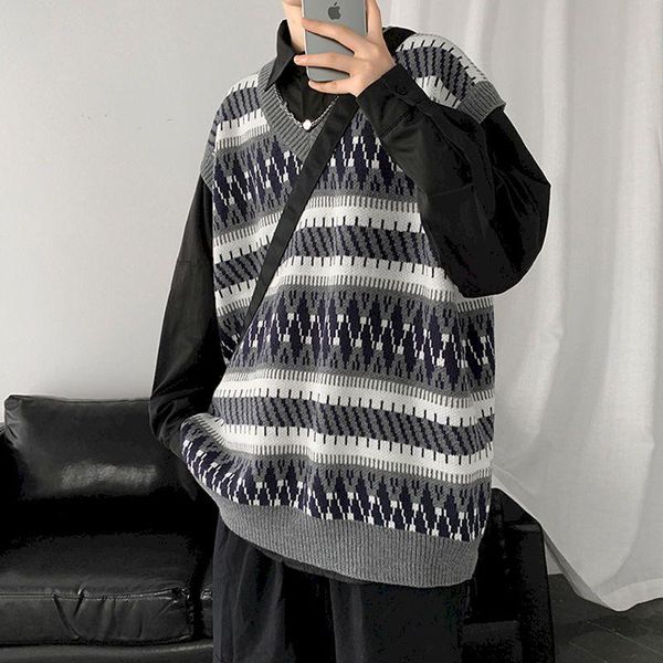 men's vests korean fashion sweater vest men sleeveless pullovers oversized knitted cashmere streetwear vintage, Black;white
men's vests korean fashion sweater vest men sleeveless pullovers oversized knitted cashmere streetwear vintage, Black;white