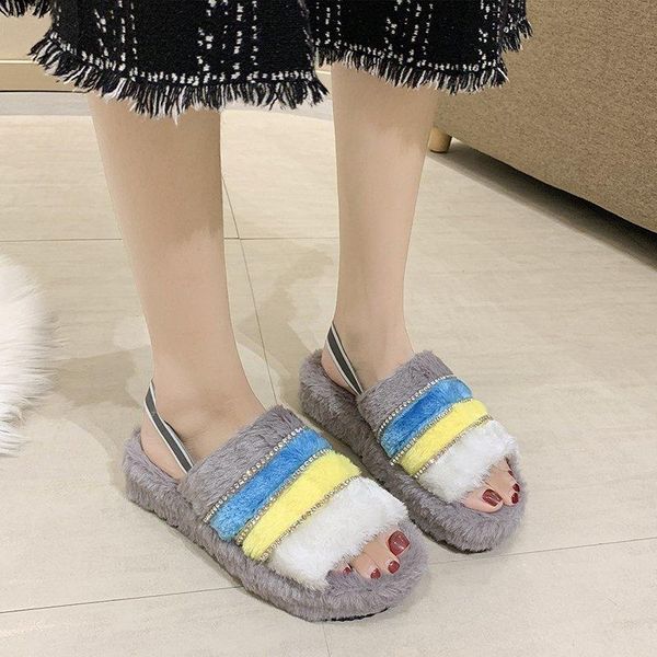 women rhinestone fur slippers furry slides winter warm slide indoor plush casual platform shoes house comfortable, Black
women rhinestone fur slippers furry slides winter warm slide indoor plush casual platform shoes house comfortable, Black