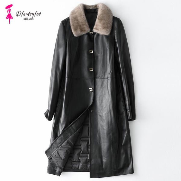 women's leather & faux 2021 autumn and winter collar down jacket sheepskin coat long t226, Black
women's leather & faux 2021 autumn and winter collar down jacket sheepskin coat long t226, Black