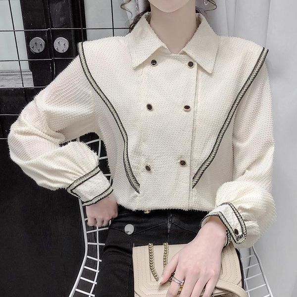 women's blouses & shirts 2021 spring design double-breasted lapel shirt blouse long-sleeved fashion puff sleeve solid formal cotton, White
women's blouses & shirts 2021 spring design double-breasted lapel shirt blouse long-sleeved fashion puff sleeve solid formal cotton, White