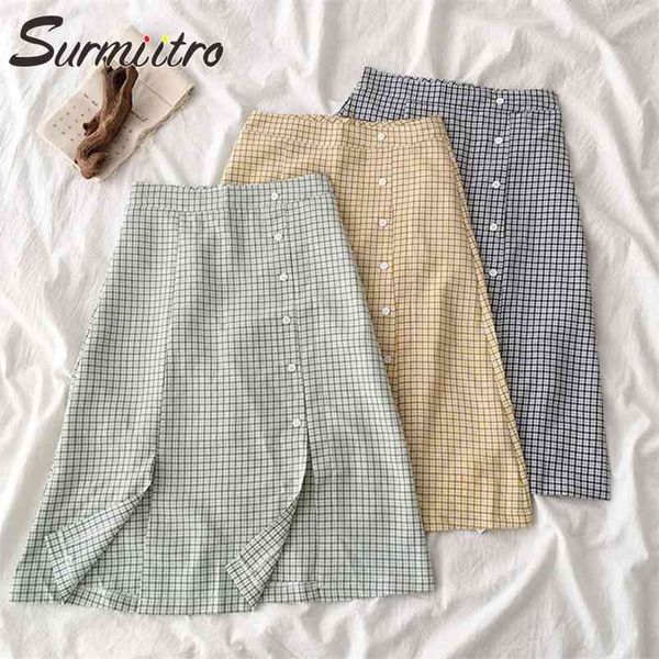 plaid midi skirt women summer fashion korean style elegant split high waist black yellow sun school female 210421
plaid midi skirt women summer fashion korean style elegant split high waist black yellow sun school female 210421
