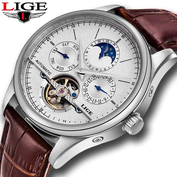 wristwatches lige automatico mens watches tourbillon mechanical watch for men clock leather strap relógio masculino, Slivery;brown
wristwatches lige automatico mens watches tourbillon mechanical watch for men clock leather strap relógio masculino, Slivery;brown