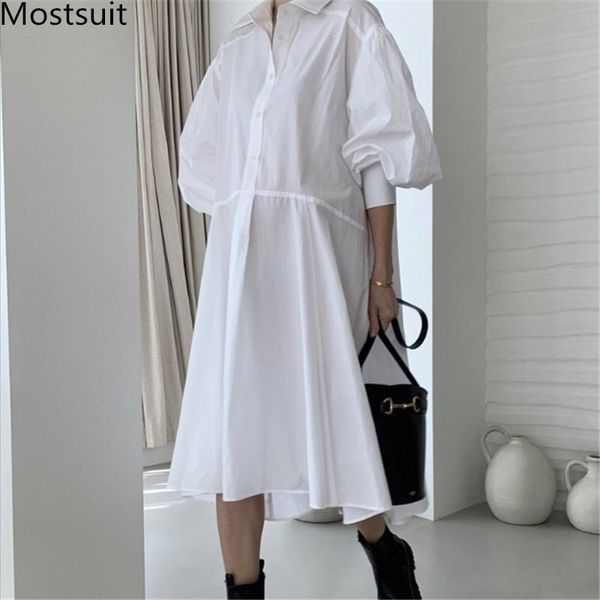 chic puff sleeve women shirt dress spring loose waist turn-down collar solid basic streetwear long vestidos femme 210518, Black;gray
chic puff sleeve women shirt dress spring loose waist turn-down collar solid basic streetwear long vestidos femme 210518, Black;gray