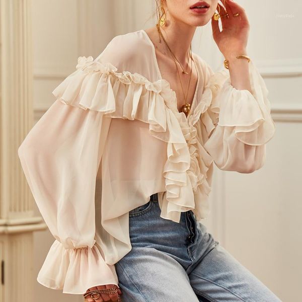 soft thin translucent chiffon blouse women flounce shirt elegant womens 2021 ladies summer loose perspective women's blouses & shir, White
soft thin translucent chiffon blouse women flounce shirt elegant womens 2021 ladies summer loose perspective women's blouses & shir, White