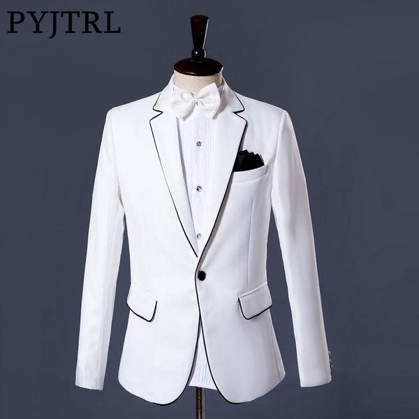 men's suits & blazers pyjtrl brand mens fashion white wedding groom stage singer suit jacket blazer styles masculino slim fit casual dj, White;black
men's suits & blazers pyjtrl brand mens fashion white wedding groom stage singer suit jacket blazer styles masculino slim fit casual dj, White;black