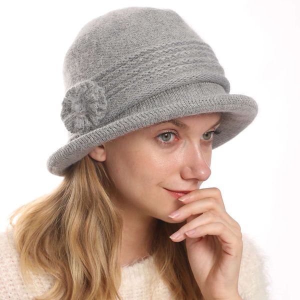 sun hat knitted autumn and winter rabbit wool basin thickened warm mother's flower fashion women's hat, Blue;gray
sun hat knitted autumn and winter rabbit wool basin thickened warm mother's flower fashion women's hat, Blue;gray