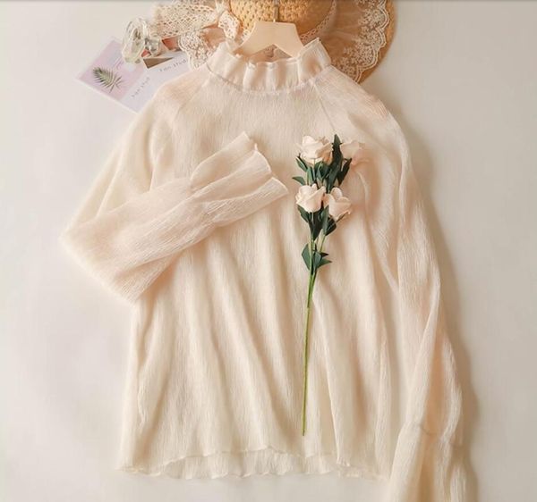 women's blouses & shirts lace collar pleated chiffon shirt female 2021 autumn fashion fresh flare sleeve mesh blouse harajuku women top, White
women's blouses & shirts lace collar pleated chiffon shirt female 2021 autumn fashion fresh flare sleeve mesh blouse harajuku women top, White