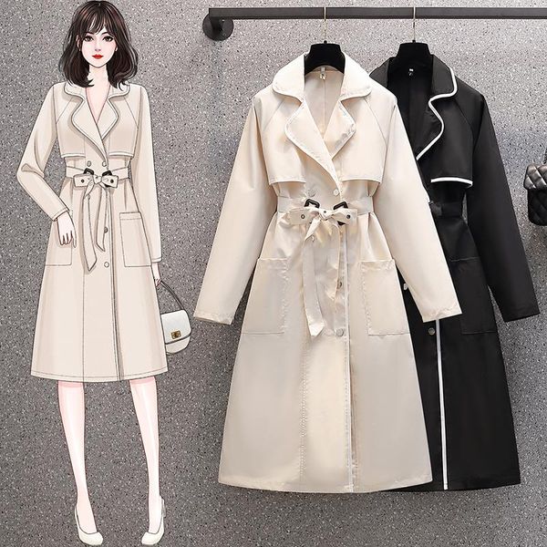 women's trench coats breasted autumn long trend coat casual loose sleeve fashion oversize, Tan;black
women's trench coats breasted autumn long trend coat casual loose sleeve fashion oversize, Tan;black