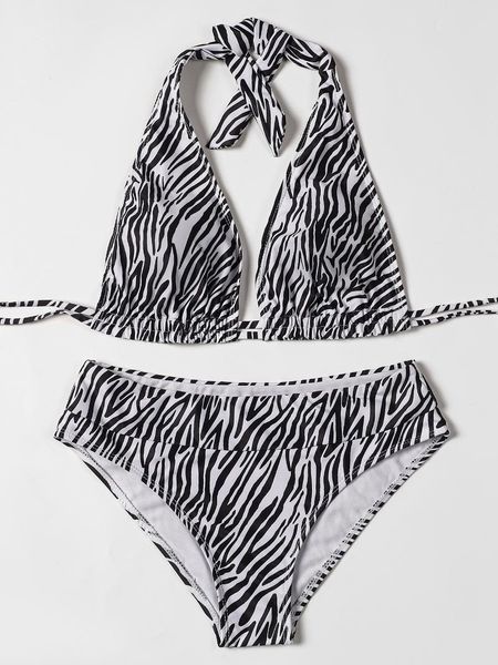 women's swimwear ztvitality zebra print push up bikini 2021 halter bandage high waist swimsuit padded bra backless women, White;black
women's swimwear ztvitality zebra print push up bikini 2021 halter bandage high waist swimsuit padded bra backless women, White;black