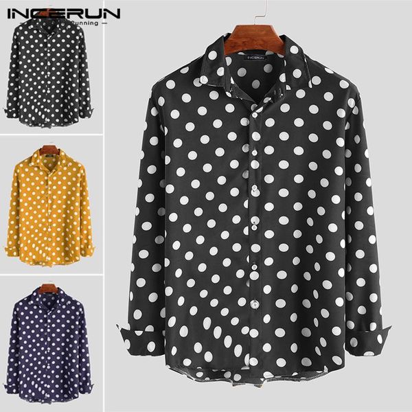 men's casual shirts autumn men polka dot shirt long sleeve button lapel brand chic camisa fashion business social 2021 incerun, White;black
men's casual shirts autumn men polka dot shirt long sleeve button lapel brand chic camisa fashion business social 2021 incerun, White;black