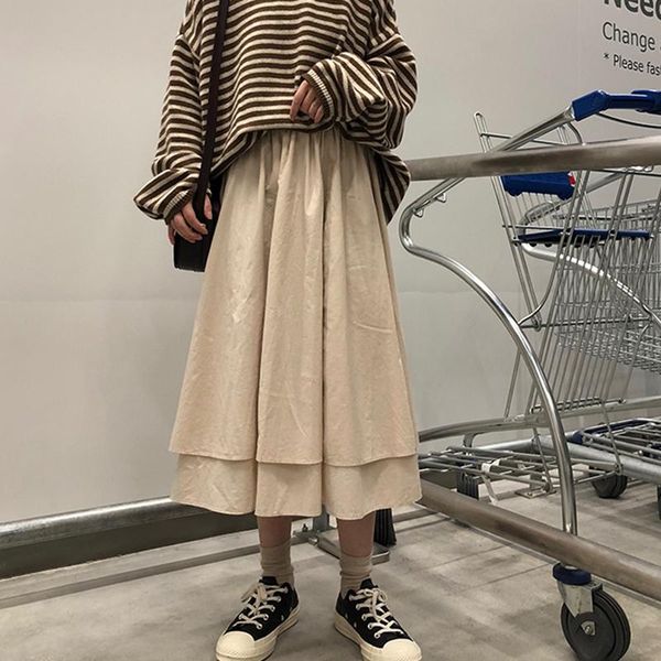 skirts solid summer long midi pleated women loose high elastic waist double layer casual vintage korean harajuku w978, Black
skirts solid summer long midi pleated women loose high elastic waist double layer casual vintage korean harajuku w978, Black