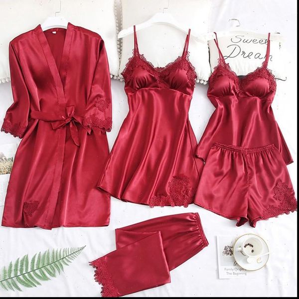 5pcs robe set sets womens sleepwears nightgown nightwear kimono gown intimate lingerie lace nightdress bathrobe, Black;red
5pcs robe set sets womens sleepwears nightgown nightwear kimono gown intimate lingerie lace nightdress bathrobe, Black;red