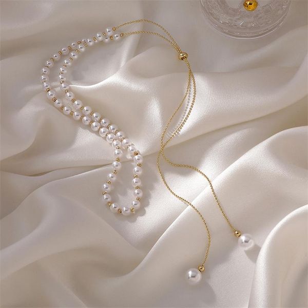 chains masa 2021 trendy female simple adjustable design long pearl necklace temperament women's accessories jewelry, Silver
chains masa 2021 trendy female simple adjustable design long pearl necklace temperament women's accessories jewelry, Silver