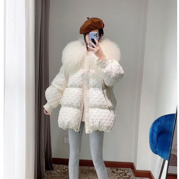 women's down & parkas nice winter white duck korean dongdaemun hair collar parker cotton mid-length fashionable loose warm coat q24, Black
women's down & parkas nice winter white duck korean dongdaemun hair collar parker cotton mid-length fashionable loose warm coat q24, Black