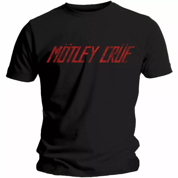 official motley crue t shirt distressed logo black classic rock metal band tee, White;black
official motley crue t shirt distressed logo black classic rock metal band tee, White;black