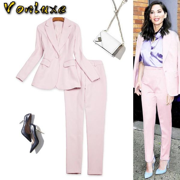 spring autumn pant suits for women work office ladies formal business wear blue pink blazer pants set women's two piece, White
spring autumn pant suits for women work office ladies formal business wear blue pink blazer pants set women's two piece, White