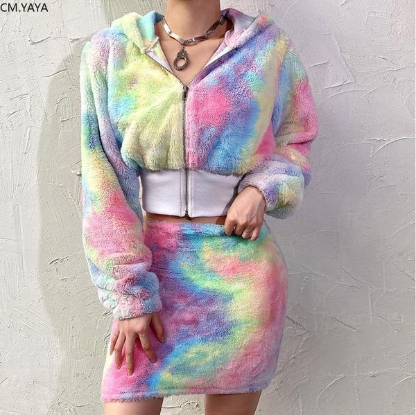 two piece dress fall winter women set tracksuit rainbow print hooded skirt outfits night club street bandage glw10, White
two piece dress fall winter women set tracksuit rainbow print hooded skirt outfits night club street bandage glw10, White