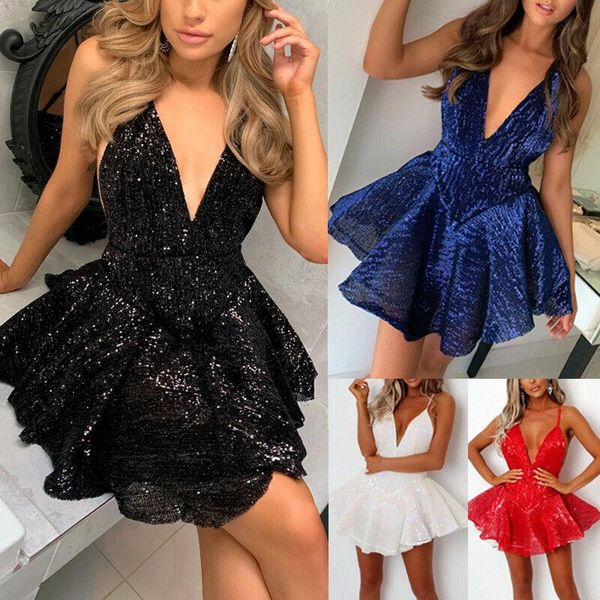 women's swimwear ladies cocktail party prom skater dress women sequins glitter v neck mini, White;black
women's swimwear ladies cocktail party prom skater dress women sequins glitter v neck mini, White;black