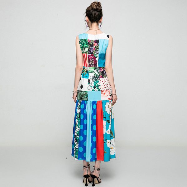 two piece dress summer women's fashion runway sleeveless designers print loose waist long vacation 18zv, White
two piece dress summer women's fashion runway sleeveless designers print loose waist long vacation 18zv, White
