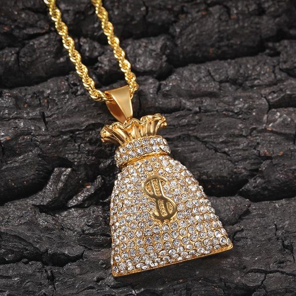 pendant necklaces us dollar money bag gold color bling iced out crystal cz men's hip hop stainless steel necklace jewelry for gift, Silver
pendant necklaces us dollar money bag gold color bling iced out crystal cz men's hip hop stainless steel necklace jewelry for gift, Silver