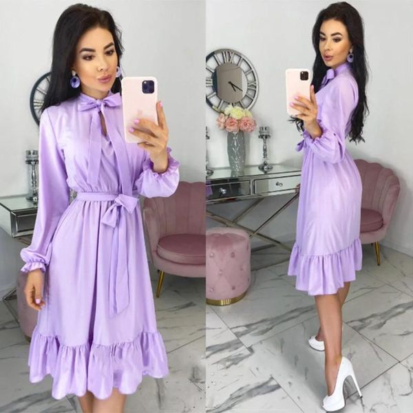 casual dresses women vintage sashes ruffled a-line party dress long sleeve bow bandage solid elegant 2021 autumn fashion, Black;gray
casual dresses women vintage sashes ruffled a-line party dress long sleeve bow bandage solid elegant 2021 autumn fashion, Black;gray