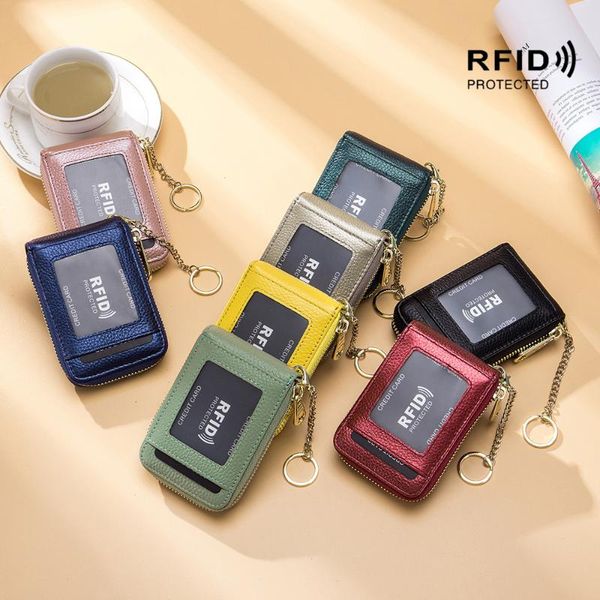 card holders bag female exquisite rfid leather multi-function men's organ bank set key ring holder id wallet, Brown;gray
card holders bag female exquisite rfid leather multi-function men's organ bank set key ring holder id wallet, Brown;gray