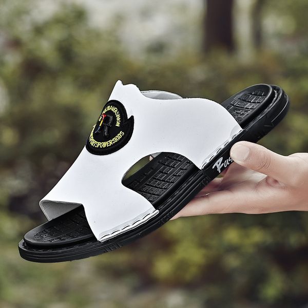 summer the new genuine leather embroidery men sandals non-slip resistant fashion youth trend flip flops men slippers, Black
summer the new genuine leather embroidery men sandals non-slip resistant fashion youth trend flip flops men slippers, Black